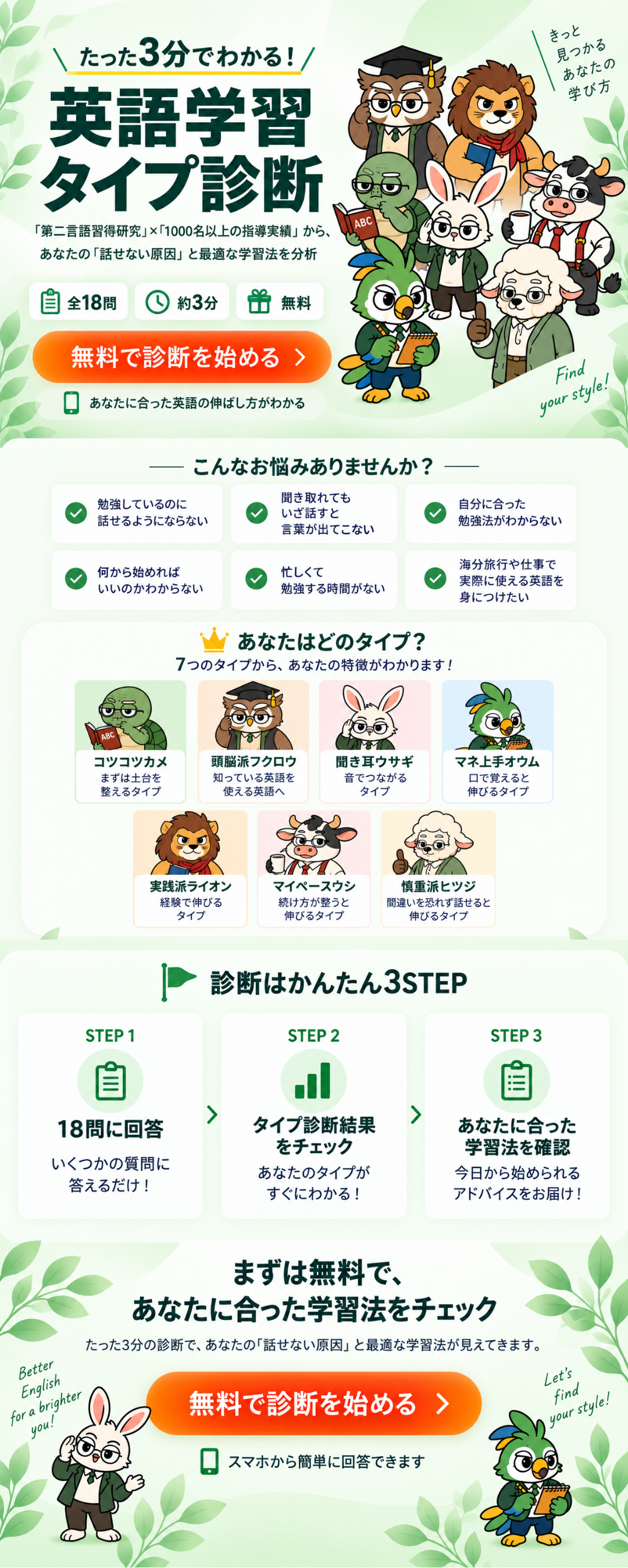英語学習タイプ診断LP